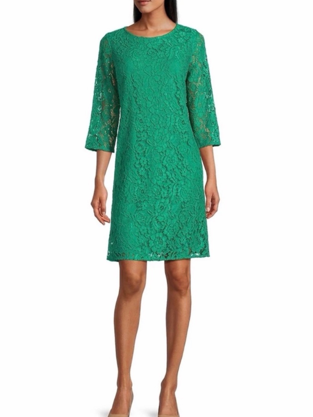 NWT Caroline Rose Floral Lace Shift Dress In Spring Green Sz Medium -